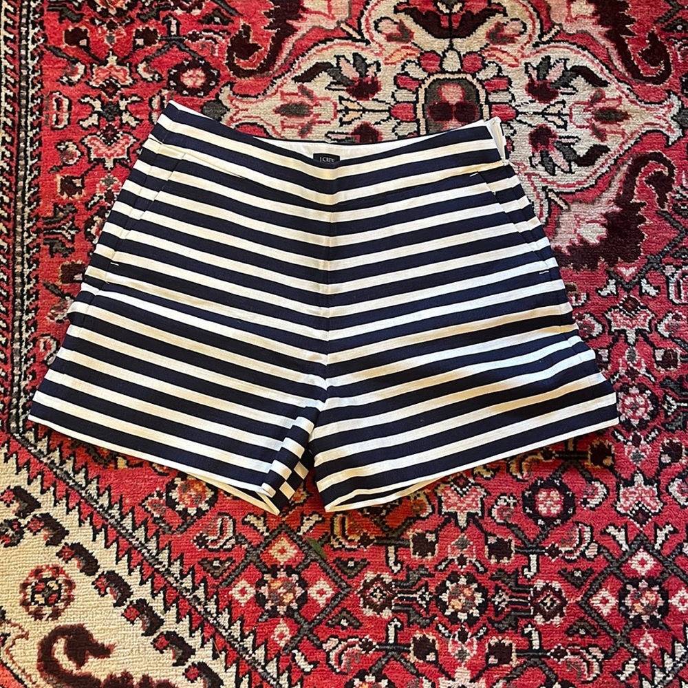 J. Crew size 12 navy and white striped shorts